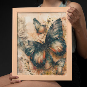 Vintage Orange Butterfly  Poster