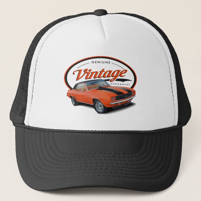 Vintage Orange Camaro Trucker Hat (Front)