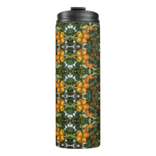 Vintage Orange Citrus Botanical Green Pattern Thermal Tumbler