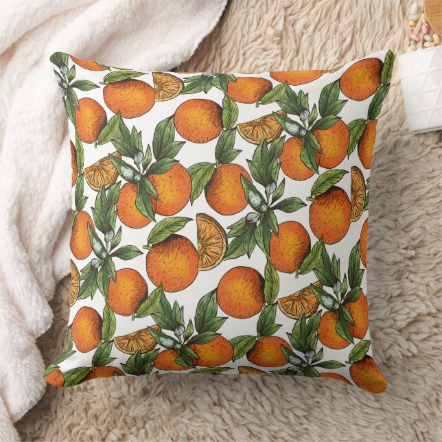 Vintage Orange Citrus Fruit Pattern Cushion (Blanket)