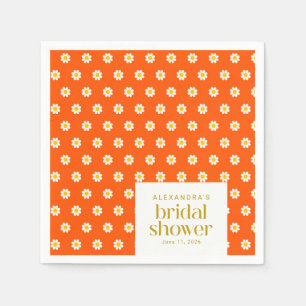 Vintage Orange Daisy Flowers Bridal Shower Custom Napkin