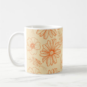 Vintage Orange Floral Funky Y2K Summer & Fall Coffee Mug