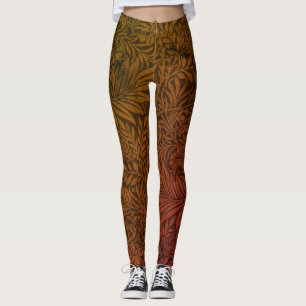 Vintage Orange Floral Larkspur Botanical Pattern Leggings