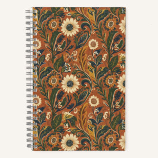 Vintage Orange Floral Lined Journal – Retro Flower