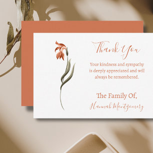 Vintage Orange Floral Sympathy Thank You Cards