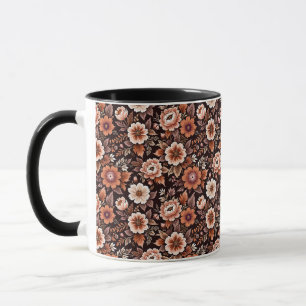 Vintage Orange Floral Wrapping Paper Mug
