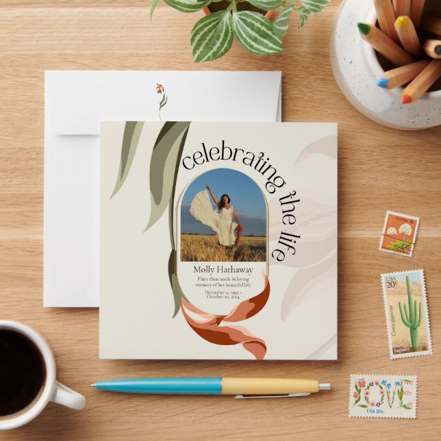 Vintage Orange Flower Seed Packet Photo Envelope (Desk)