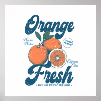 Vintage Orange Fresh California Citrus Kitchen Poster