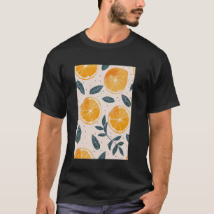 Vintage Orange Fruit Pattern Art T-Shirt