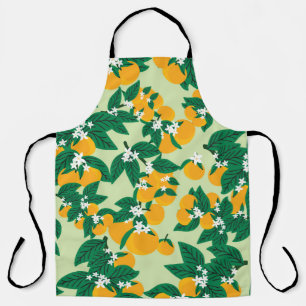 Vintage orange fruit with green background seamles apron