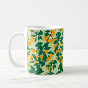 Vintage orange fruit with green background seamles coffee mug