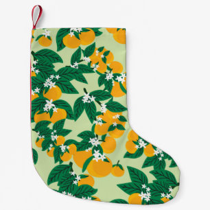 Vintage orange fruit with green background seamles small christmas stocking