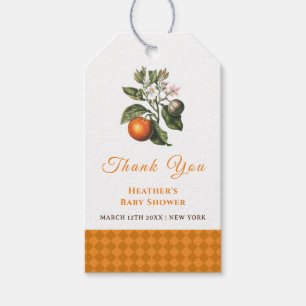 Vintage Orange Gingham Baby Shower Thank You Gift Tags