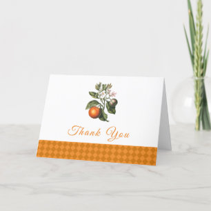 Vintage Orange Gingham Citrus Baby Shower Thank You Card