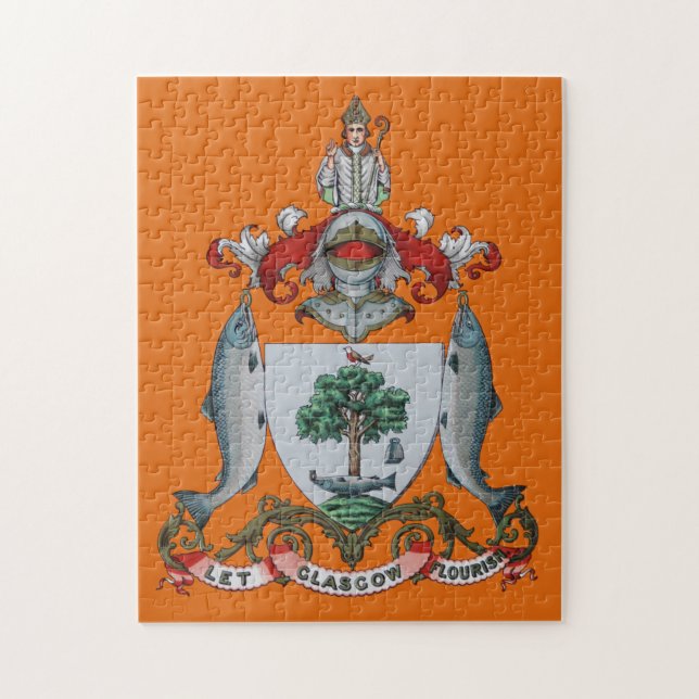 Vintage Orange Glasgow Coat of Arms Jigsaw Puzzle (Vertical)