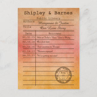 Vintage Orange Gold Library Card Save The Date
