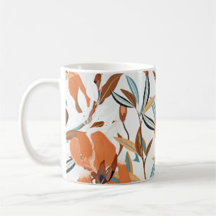 Vintage Orange Iris Floral Pattern Coffee Mug