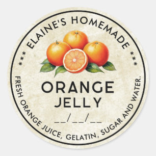 Vintage orange jelly ingredients canning label