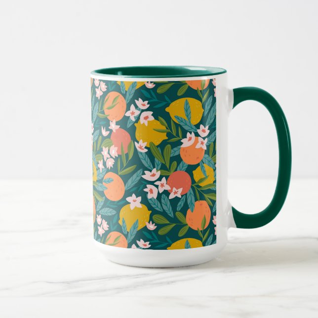 Vintage Orange & Lemon Blossom Pattern Mug (Right)