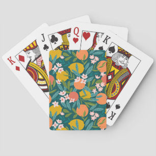 Vintage Orange & Lemon Blossom Pattern Playing Cards
