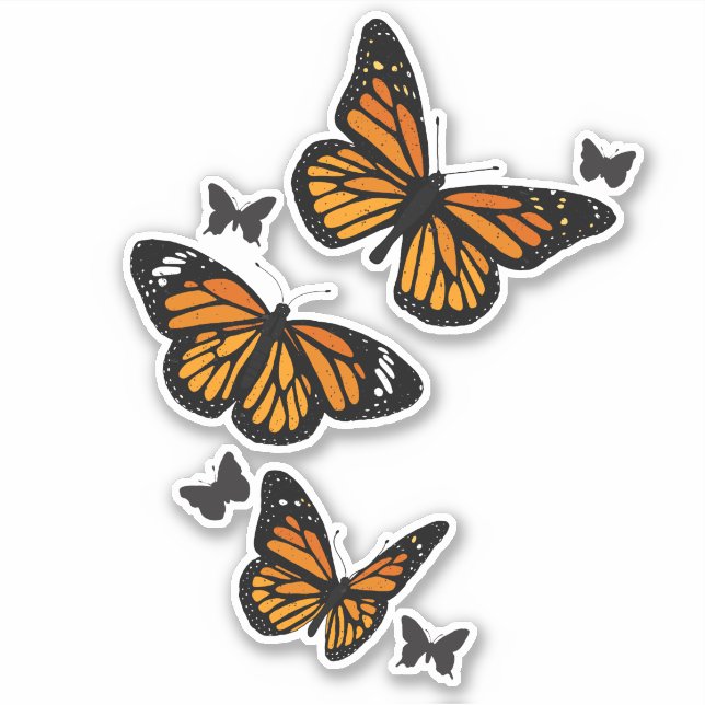 Vintage Orange Monarch Butterflies in Flight (Front)