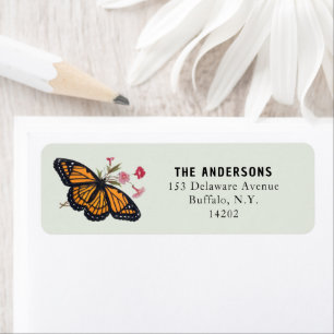 Vintage Orange Monarch Butterfly Pastel Address