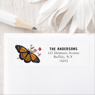 Vintage Orange Monarch Butterfly Return Address