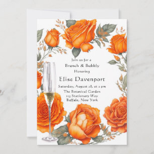 Vintage Orange Peonies Brunch & Bubbly Invitation