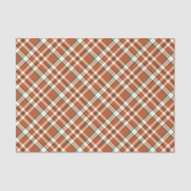 Vintage Orange Plaid Tissue Paper (Front)