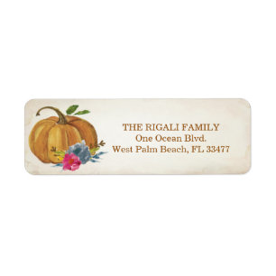 Vintage Orange Pumpkin Floral Return Address