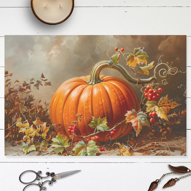 Vintage Orange Pumpkin Painting Decoupage Tissue Paper (Creator Uploaded)