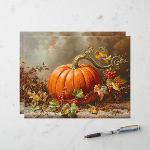 Vintage Orange Pumpkin Painting Scrapbook Paper