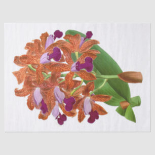 Vintage Orange Purple Orchid Flower Tissue Paper