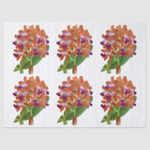 Vintage Orange Purple Orchid Flower Tissue Paper