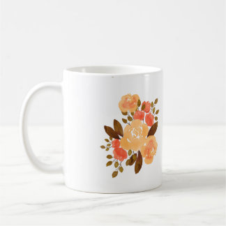 Vintage Orange Red Flowers Floral Coffee Mug