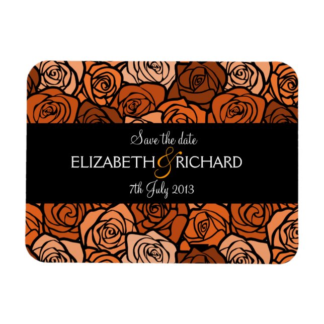 Vintage orange roses 'Save the date' Magnet (Horizontal)