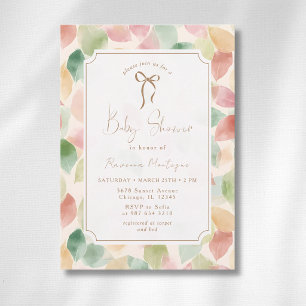 Vintage Orange Sage Autumn Leaf Gold Baby Shower Invitation