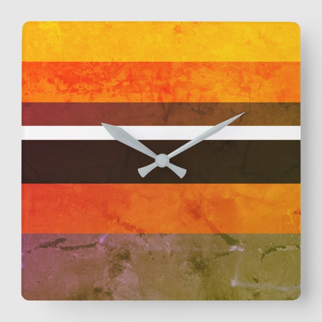 Vintage Orange Stones Effect Horizontal Rectangles Square Wall Clock (Front)