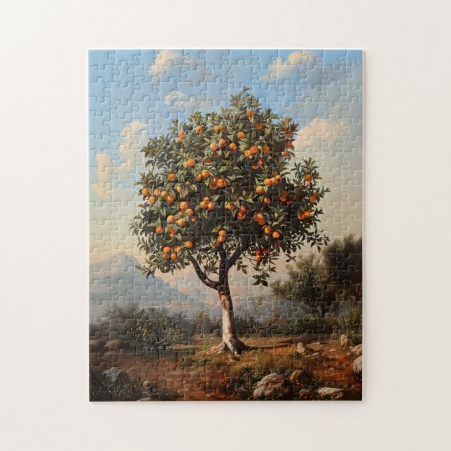 Vintage Orange Tree Landscape Painting Jigsaw Puzzle (Vertical)