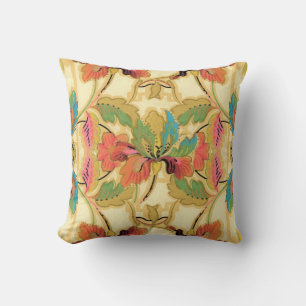 Vintage Orange Turquoise Floral Wallpaper Pattern Cushion