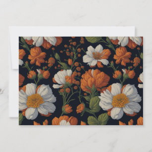 Vintage Orange white elegant retro flowers Invitation