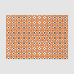Vintage Orange White Red Katazome Flowers Pattern Tissue Paper
