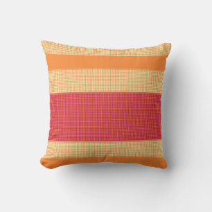 Vintage Orange Yellow Cream Dots Striped Pattern Cushion