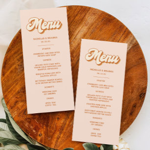 Vintage Orange Yellow Retro 70s Boho Wedding Menu
