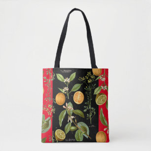 Vintage Oranges and Lemons with Red Accent Tote Bag
