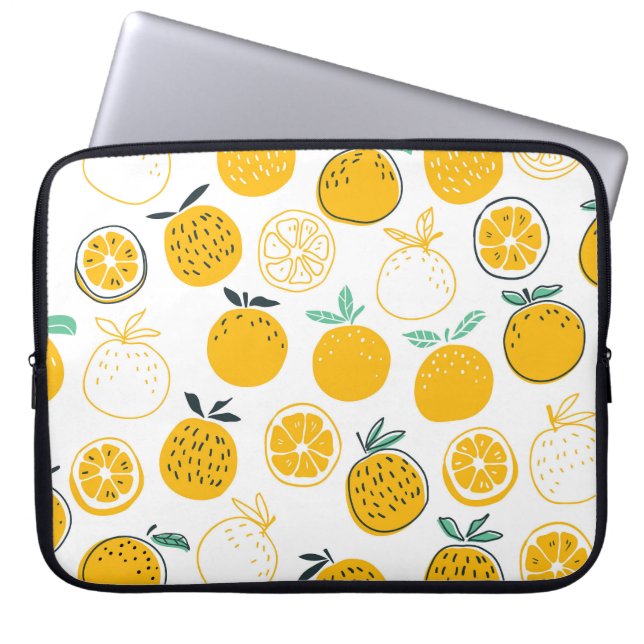 Vintage Oranges Fruits Seamless Illustration Laptop Sleeve (Front)