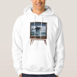 Vintage Orca Breaching Analogue Television Design, Hoodie