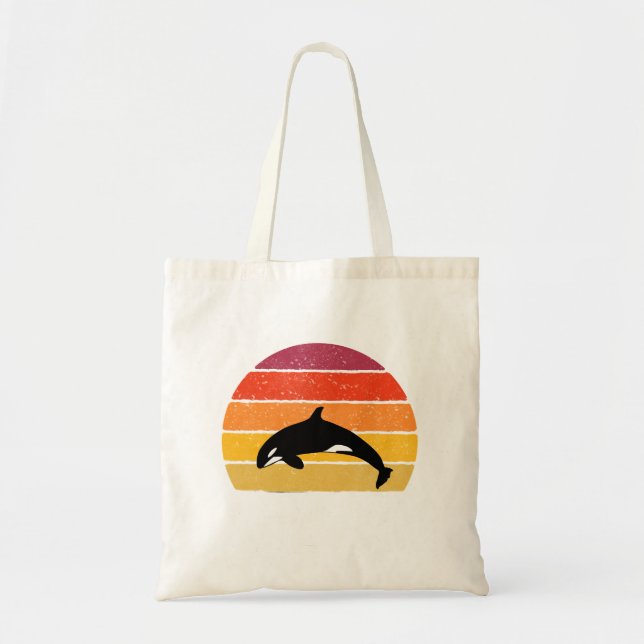 Vintage Orca Killer Whale Sunset Gift Tote Bag (Front)
