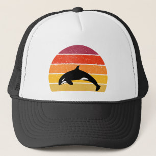 Vintage Orca Killer Whale Sunset Gift Trucker Hat