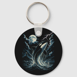 Vintage Orca Midnight Moon 90s Killer Whale Key Ring